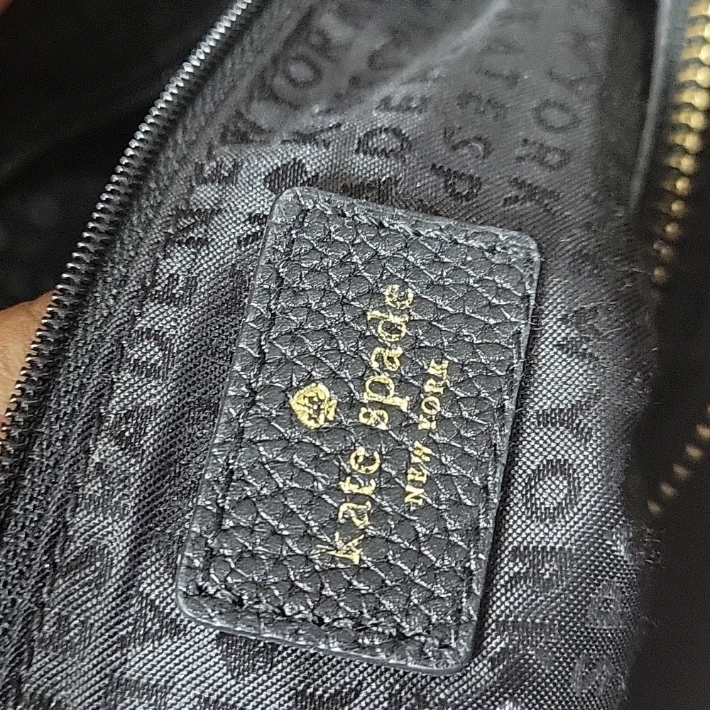 KATE SPADE BLACK SOFT PINK TRIM LEATHER BAG EUC - Picture 11 of 16